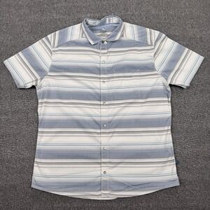 Kuhl Intriguer Shirt Mens Large White Blue Striped Button Snap Hiking Camping